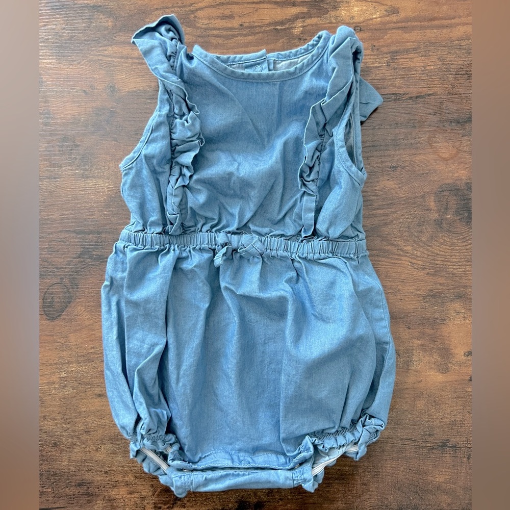 Janie and Jack denim bubble bottom romper